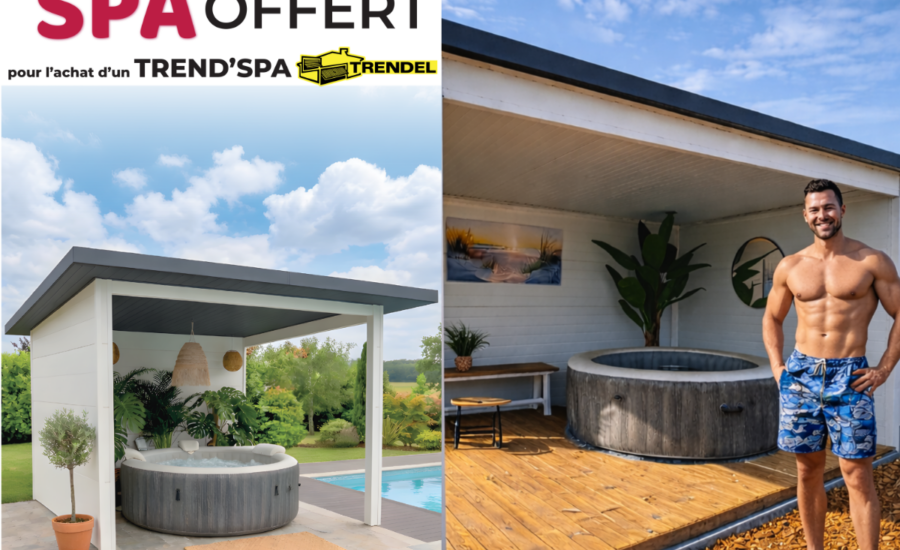 Pavillon de jardin avec spa Trendel installé dans un jardin en Alsace, espace extérieur dédié au bien-être