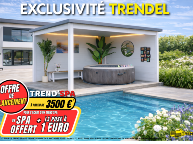 Pavillon TREND’SPA avec spa offert et pose à 1€ dès 3500€ chez Trendel, fabricant alsacien de pavillons de jardin à Haguenau et Sélestat