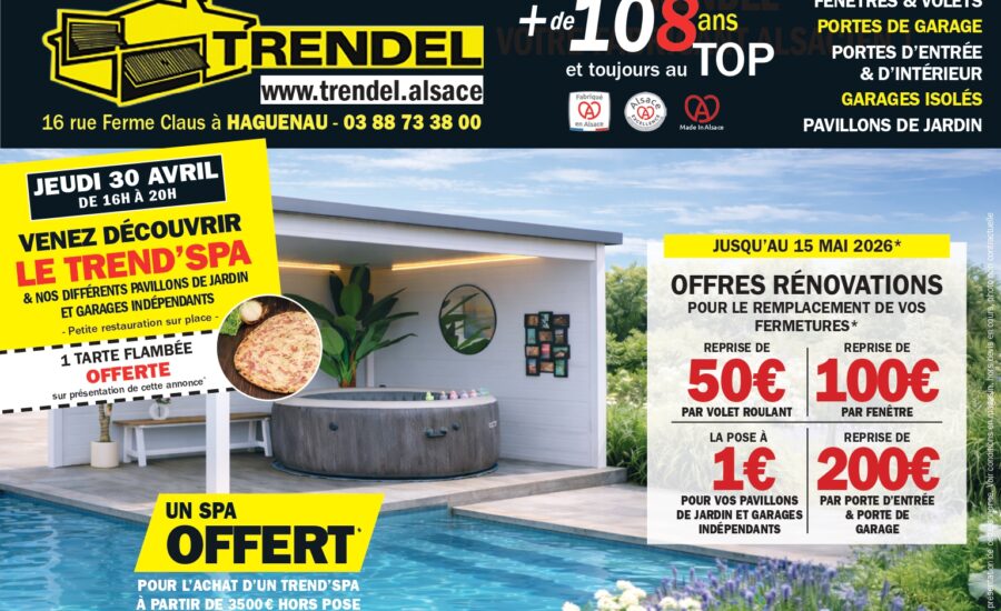 Afterwork Trendel à Haguenau présentant un spa extérieur intégré dans un pavillon TREND’SPA