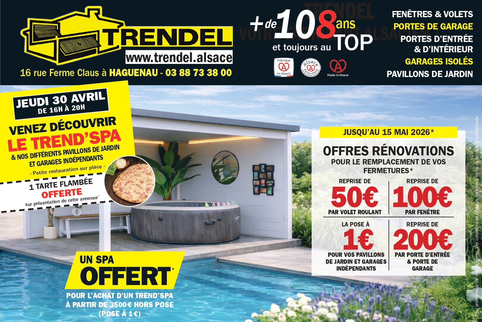 Afterwork Trendel à Haguenau présentant un spa extérieur intégré dans un pavillon TREND’SPA