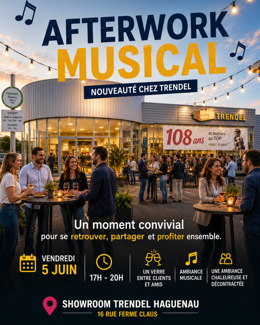 Afterwork Musical Trendel dans le showroom de Haguenau en Alsace le 5 juin 2026