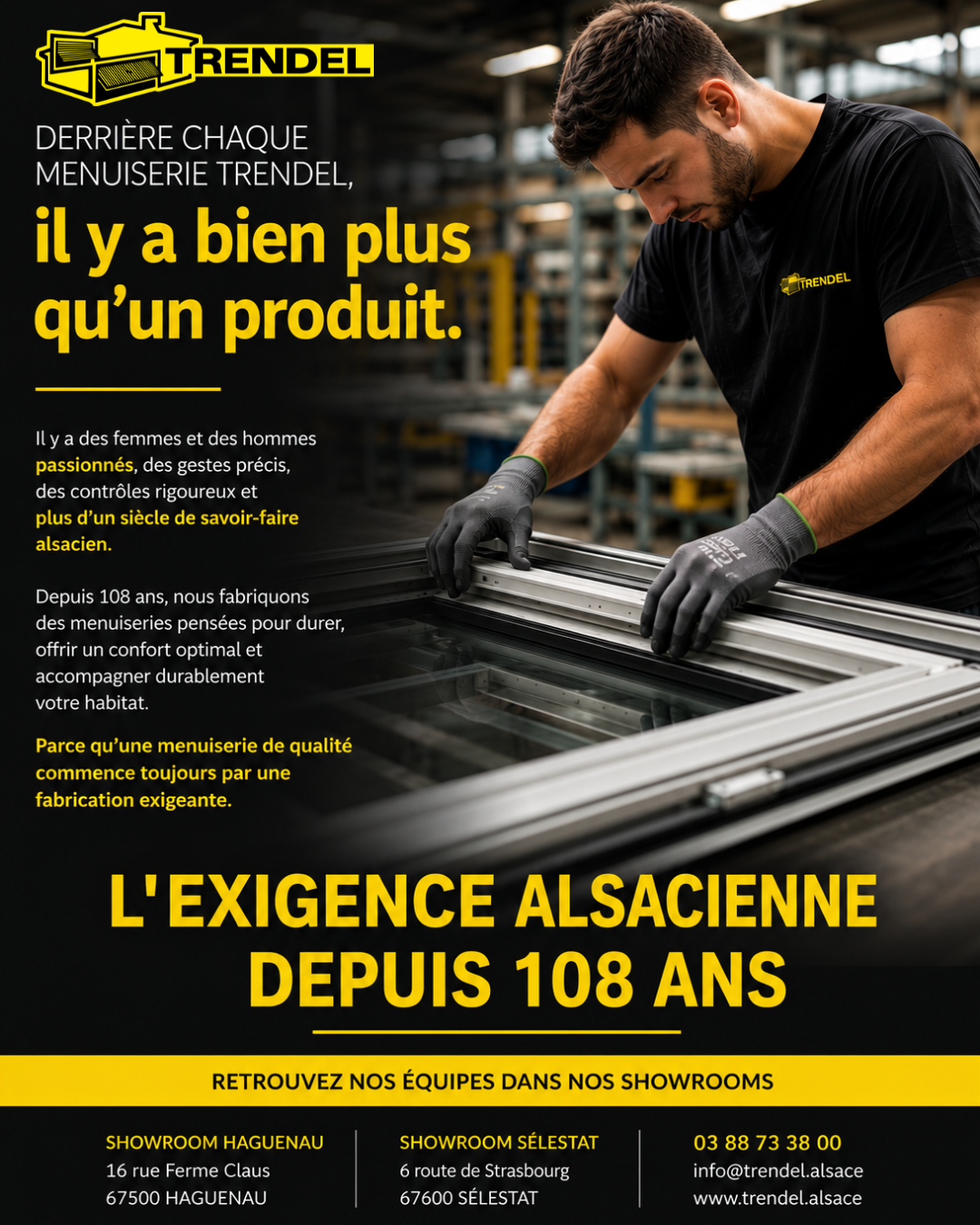 Fabrication d'une menuiserie Trendel dans les ateliers en Alsace
