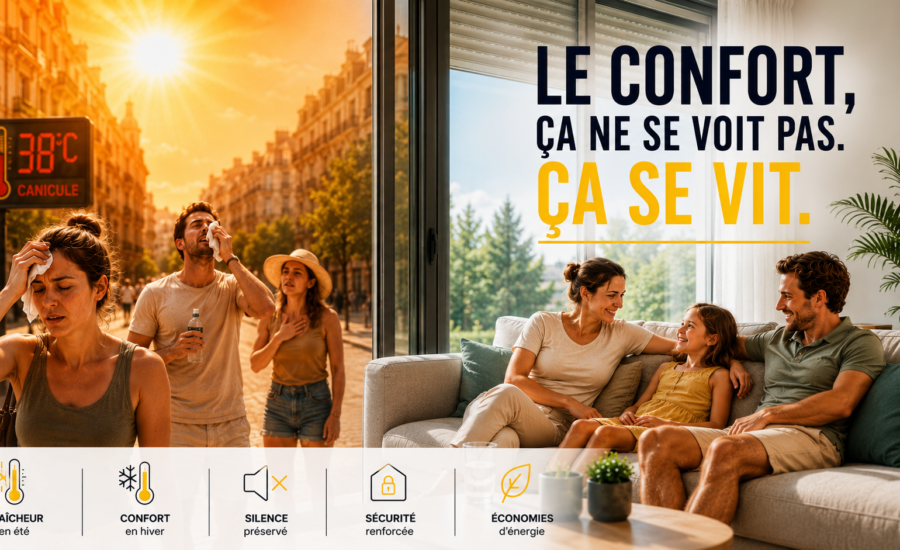 Famille profitant d'une maison fraîche pendant une canicule grâce à des fenêtres performantes installées par TRENDEL en Alsace.