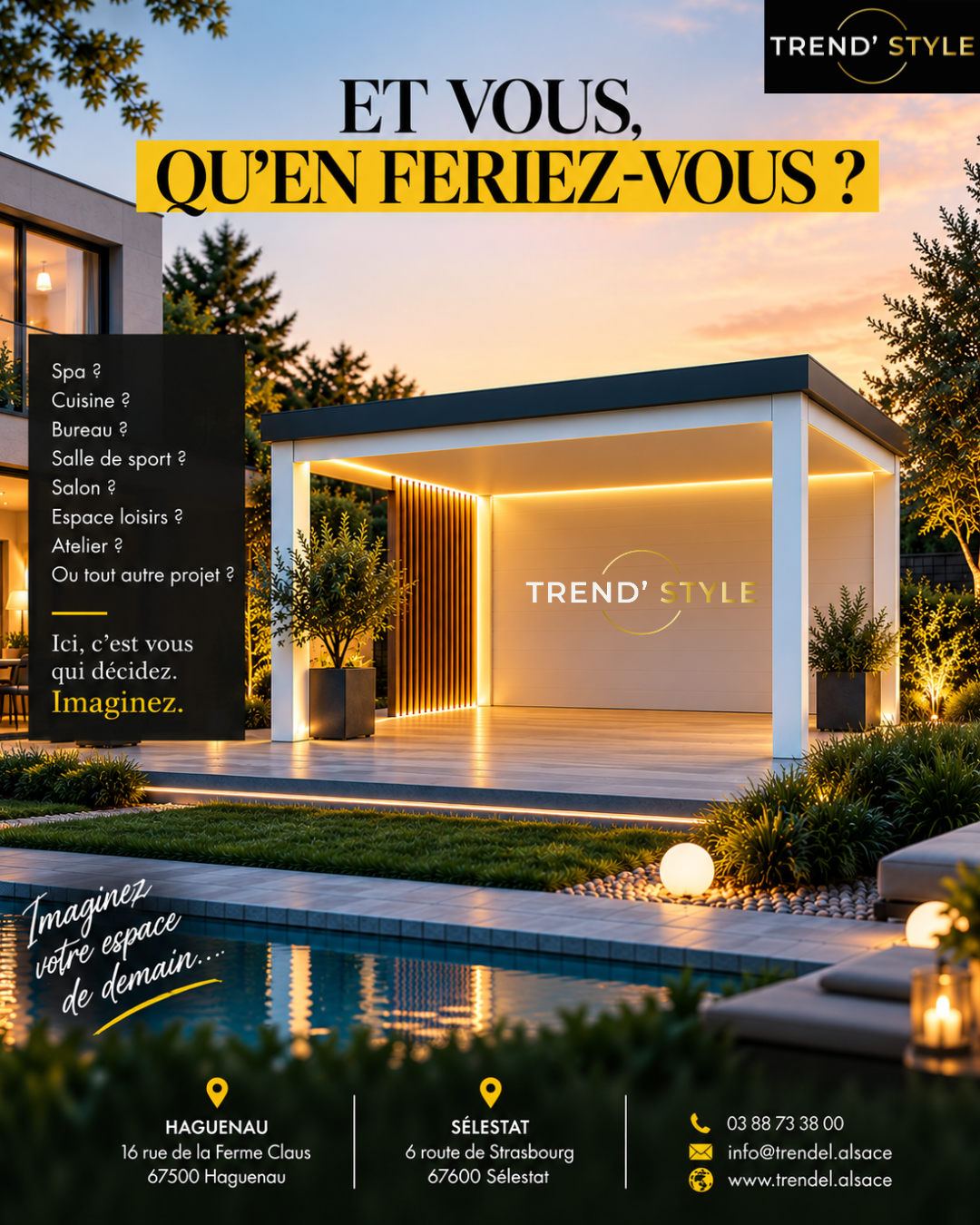 TREND’STYLE TRENDEL, espace extérieur modulable contemporain en Alsace