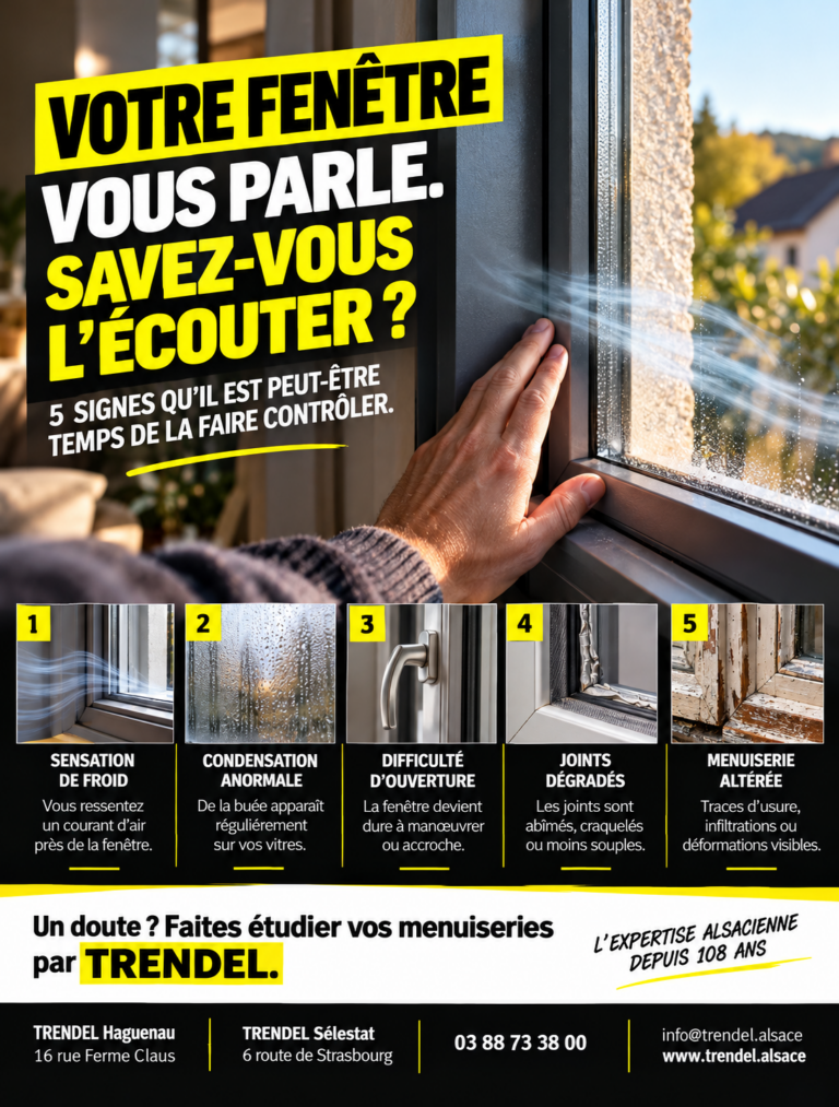 Votre fenêtre vous parle : cinq signes à faire contrôler, froid, condensation, ouverture difficile, joints dégradés et menuiserie altérée.