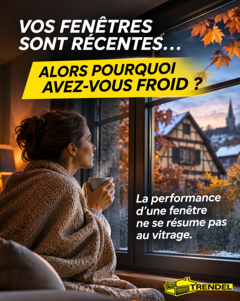Illustration TRENDEL : une femme près d’une fenêtre, face à un paysage hivernal.