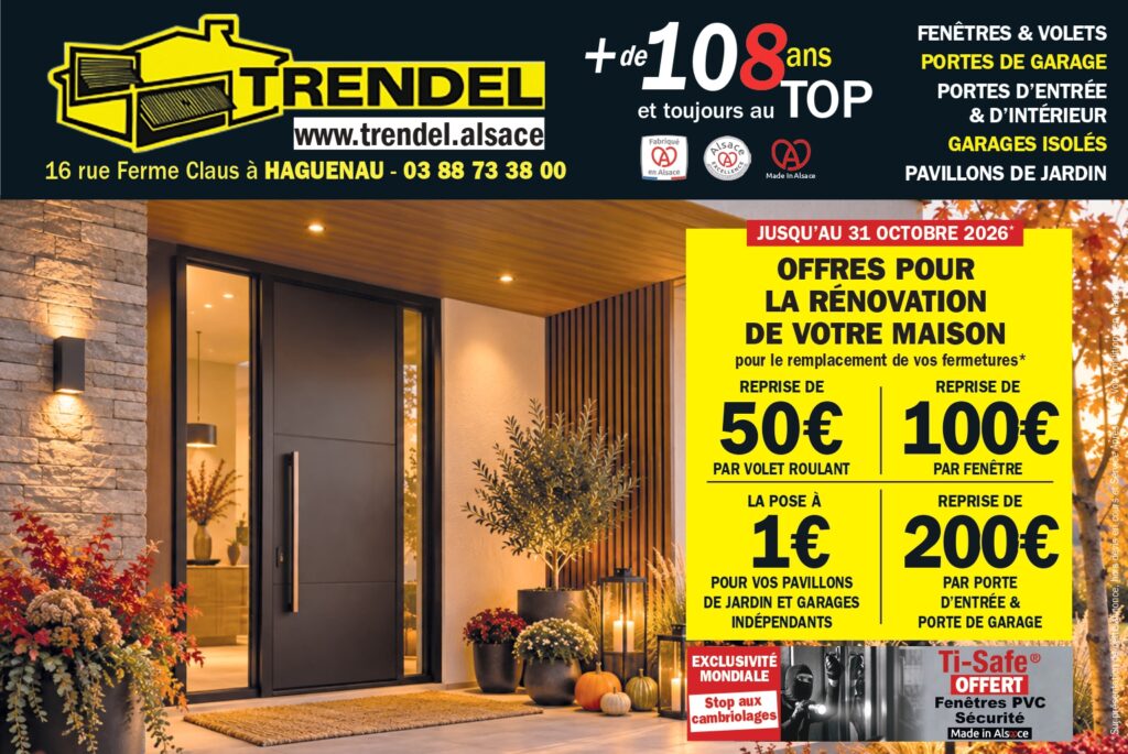Offres Automnales TRENDEL – offres de reprise sur fenêtres, portes d’entrée, portes de garage et volets roulants pour vos projets de rénovation en Alsace.